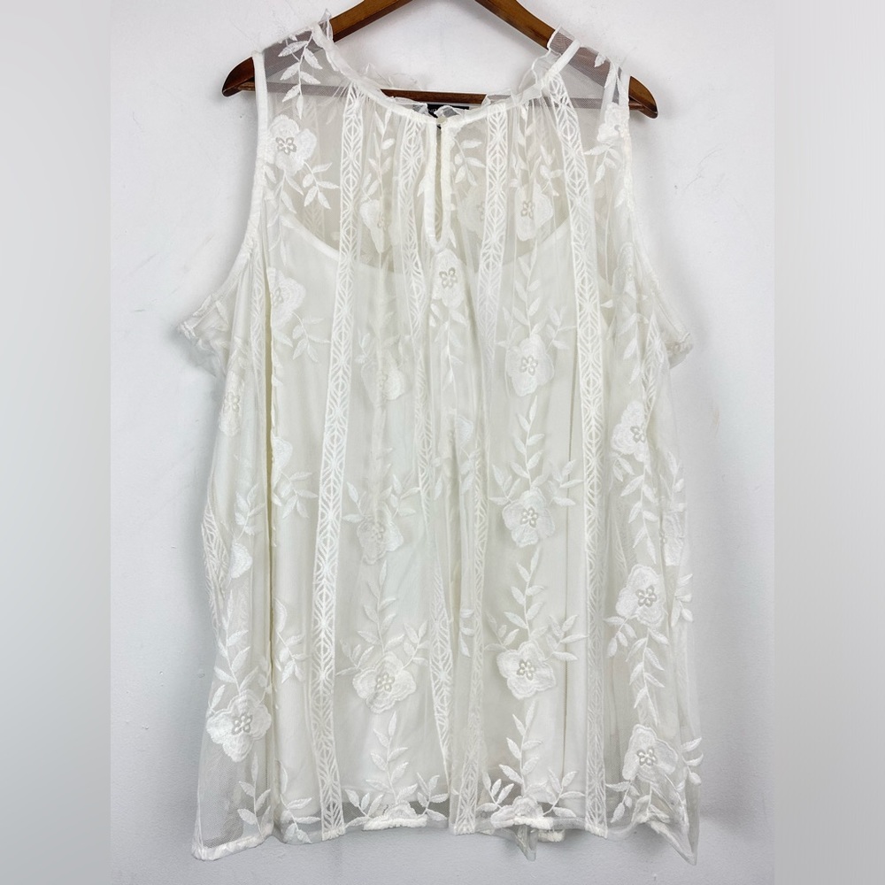 Lane Bryant plus size 28 Women’s Ivory Floral Lace Tank Top Cami